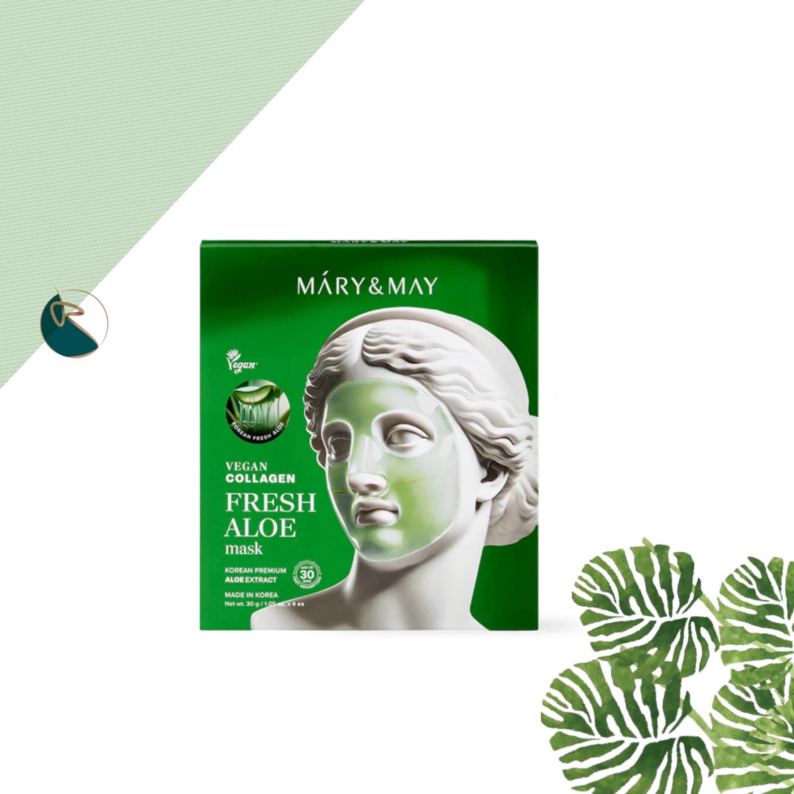 Mary&amp;may Vegan Collagen Fresh Aloe Mask 4 Sheets