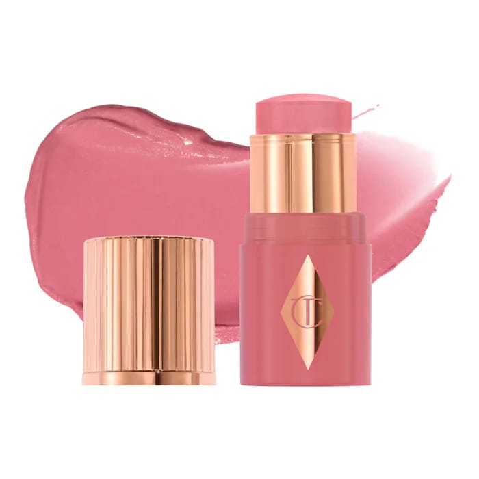 Charlotte Tilbury Mini Unreal Lip + Cheek Glow Blush Stick with Hyaluronic Acid - Rosy Glow